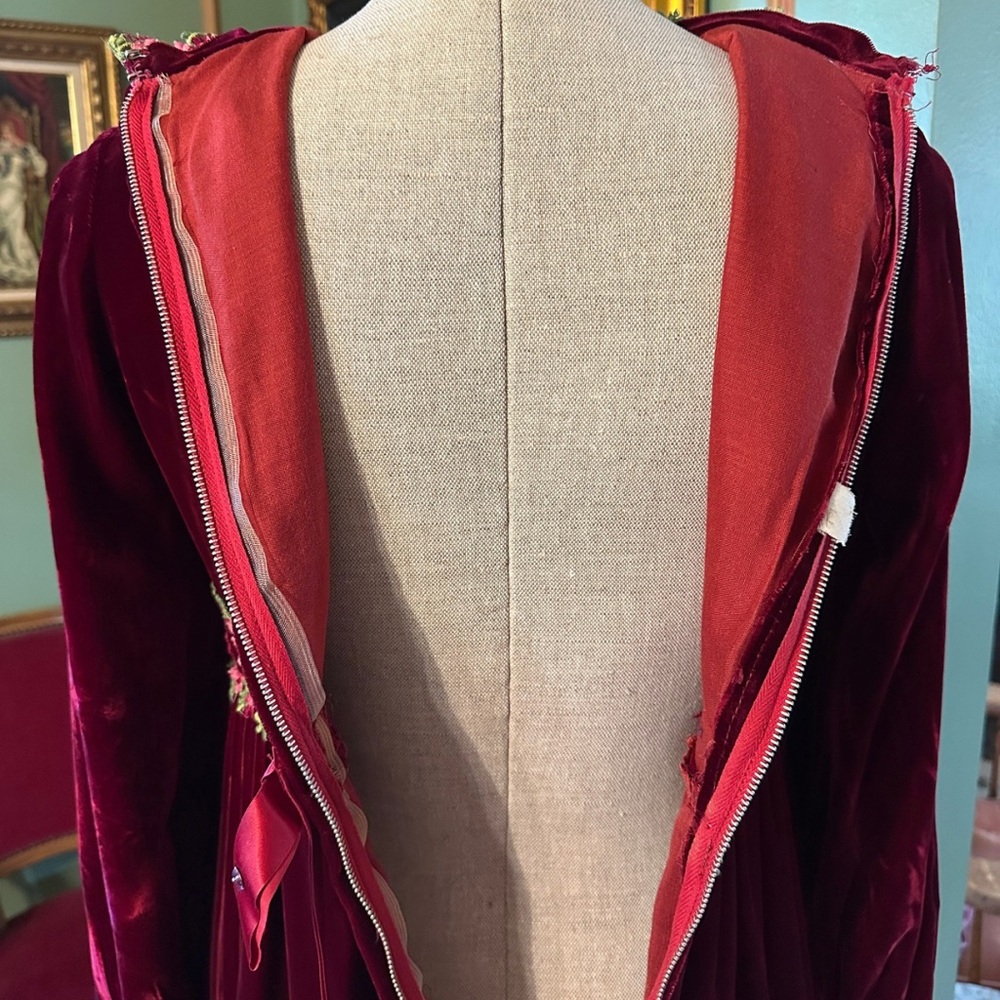 1970s Velvet Renaissance Revival Maxi Dress - Picture 10 of 12